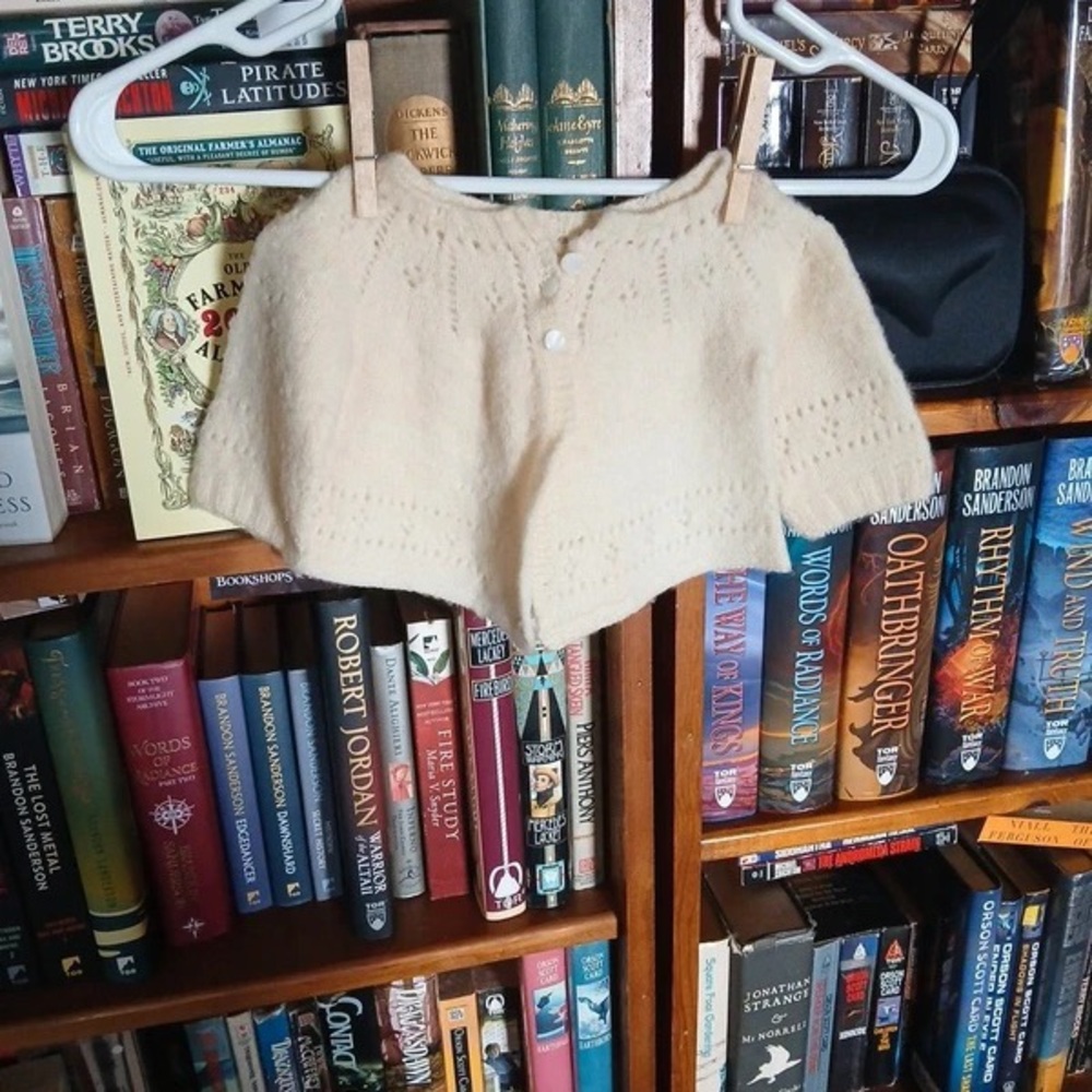 Ivory Knit Baby Cardigan with Pearl Buttons